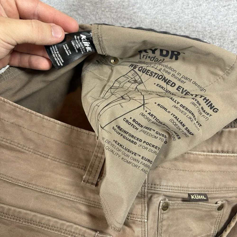 Kuhl Rydr Pants Mens 36x32 Brown Vintage Patina Dye Canvas Hiking Work Utility